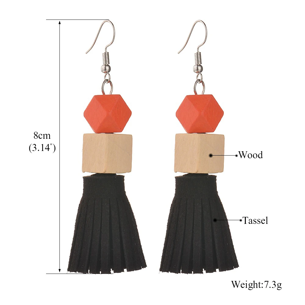 Myelo Fashion Trendy Women Drop Earrings Geometric Square Wood Dangle For Costume Accessories Christmas Gifts |