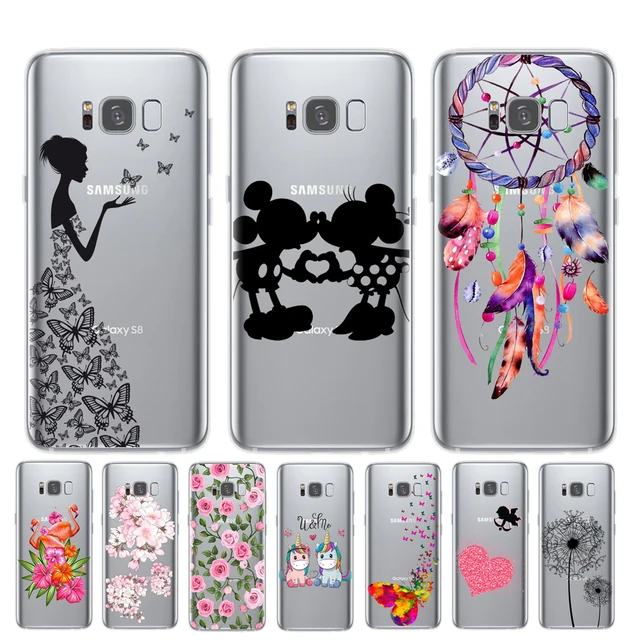 Cartoon Butterfly Pattern Soft TPU Silicone Phone Back Case Cover For Samsung Galaxy S6 S7 Edge S8 S9 Plus Note 8 9 Flower Coque