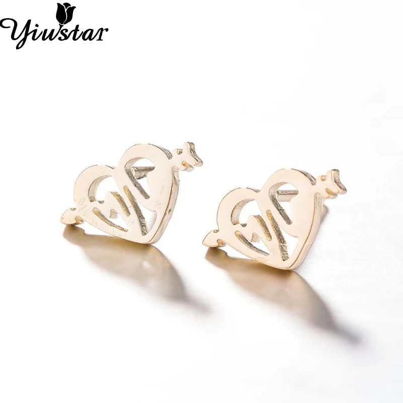 Yiustar New Arrival Romantic Earings for Girls Kids 304 Stainless Steel Stud Earrings Cute Tiny Love Earrings Jewelry Kids Gifts