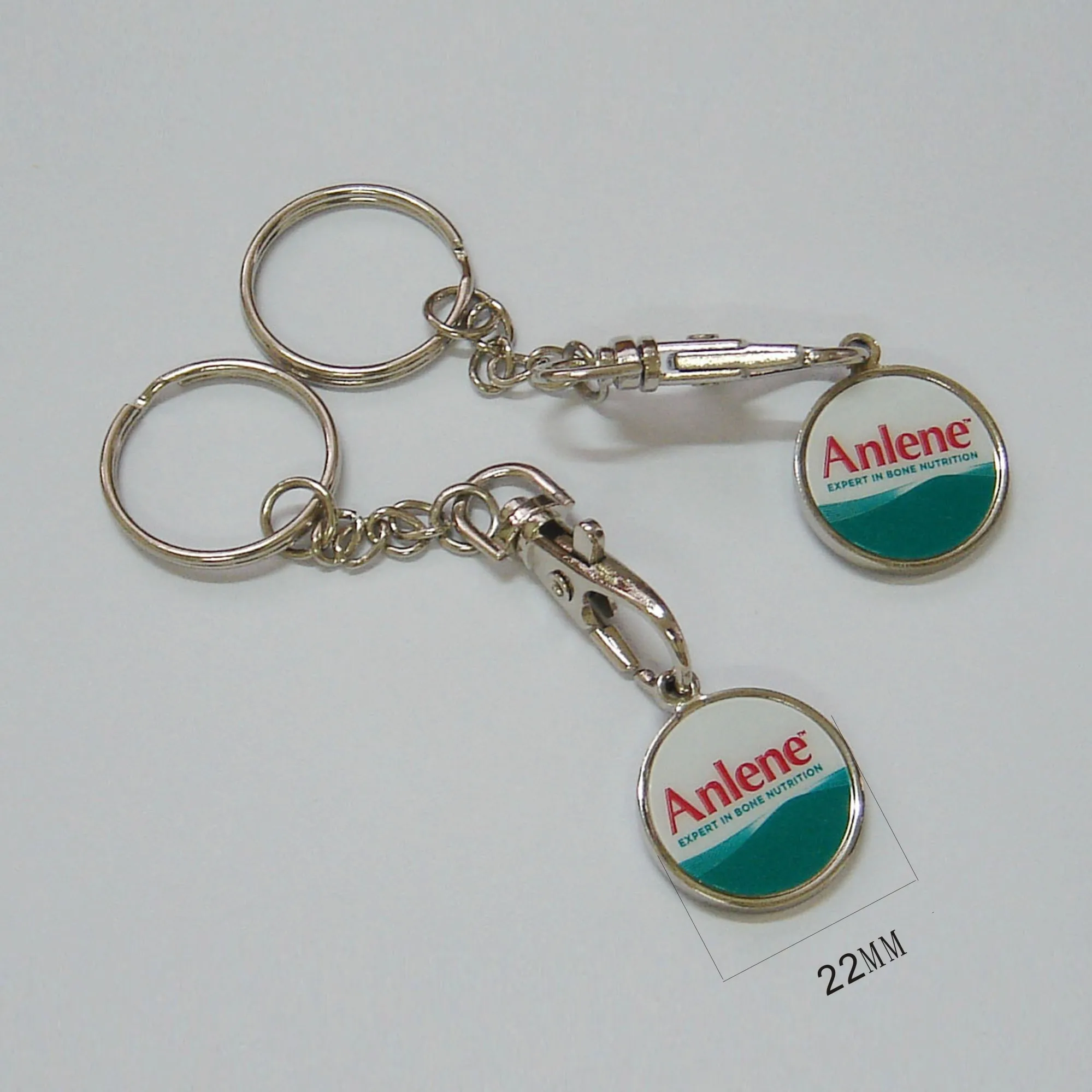 

2pcs Round Metal advertising Keychain with lobsterclasp key ring