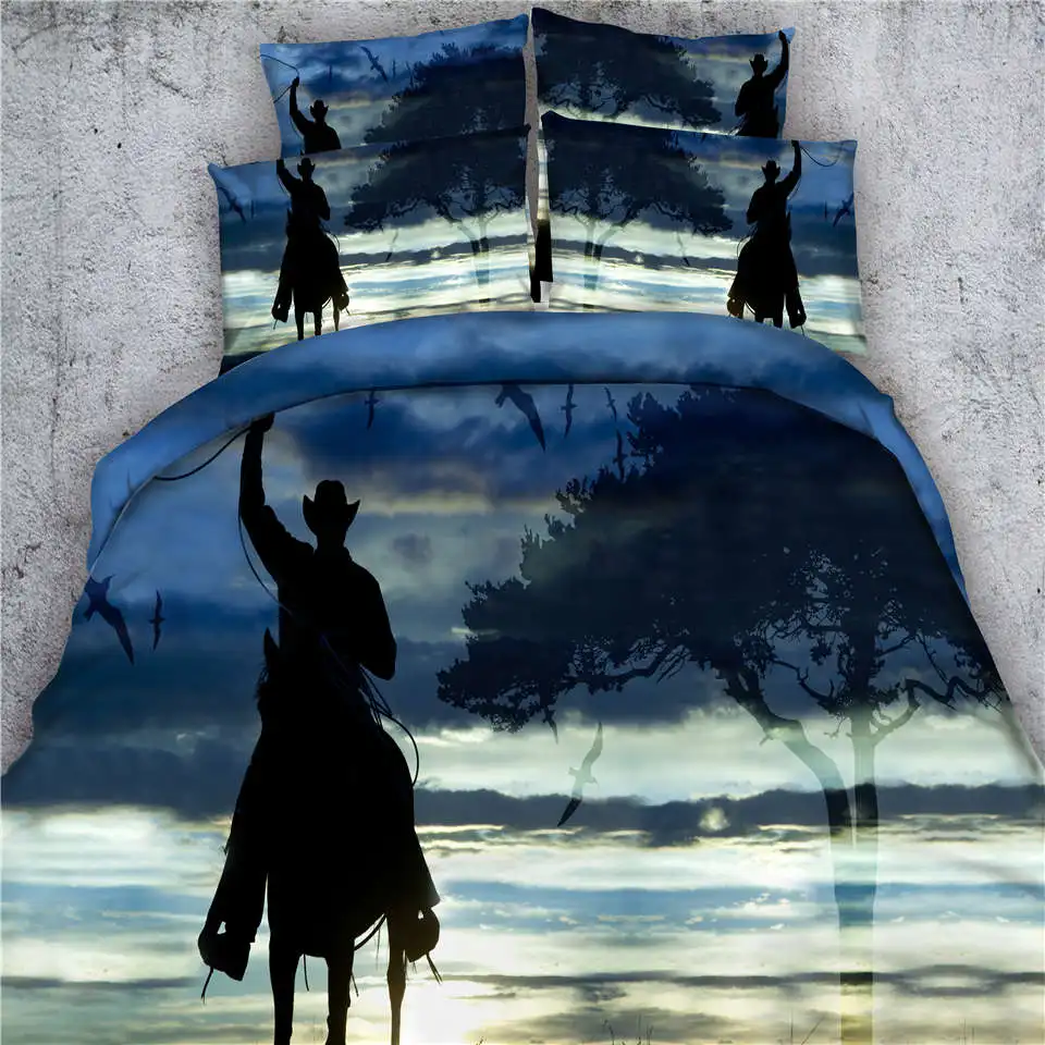 

Blue Sky Cowboy Horse 3D Print Bedclothes Sets 3/4 Piece Duvet Cover Twin Full Queen King Super King Sizes Bedspread 500TC Doona