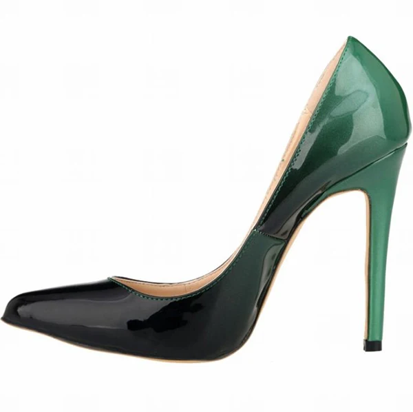 Брендовые женские туфли-лодочки; женские туфли на высоком каблуке; сезон весна-осень; женская обувь; новые свадебные туфли с острым носком; женские вечерние туфли на каблуке; большие размеры - Цвет: Green Shoes