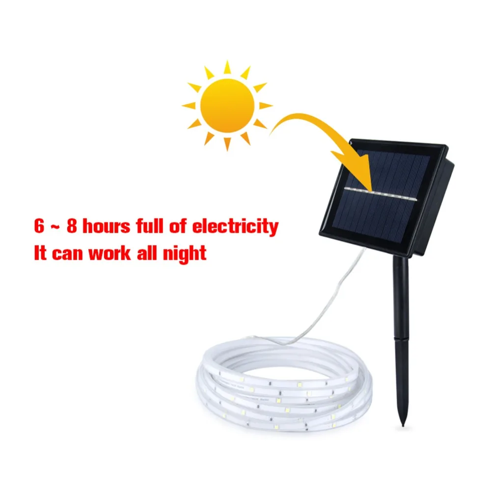 SMD2835 Солнечная Светодиодная лента светильник 100 светодиодный на солнечной батарее водонепроницаемая лента бар труба открытый светильник ing украшение сада Газон лампа