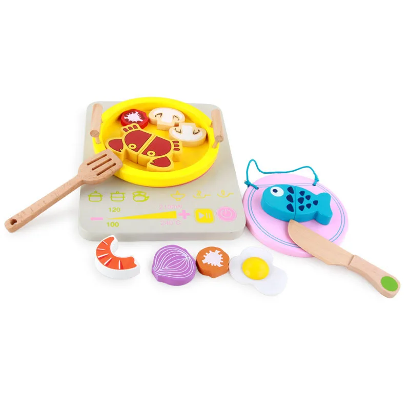 

Wooden Kitchen Hot pot Children's Kitchen Toys imitate chef light Kitchen Sets Kindergarten Role Playing Baby COOK FUN game