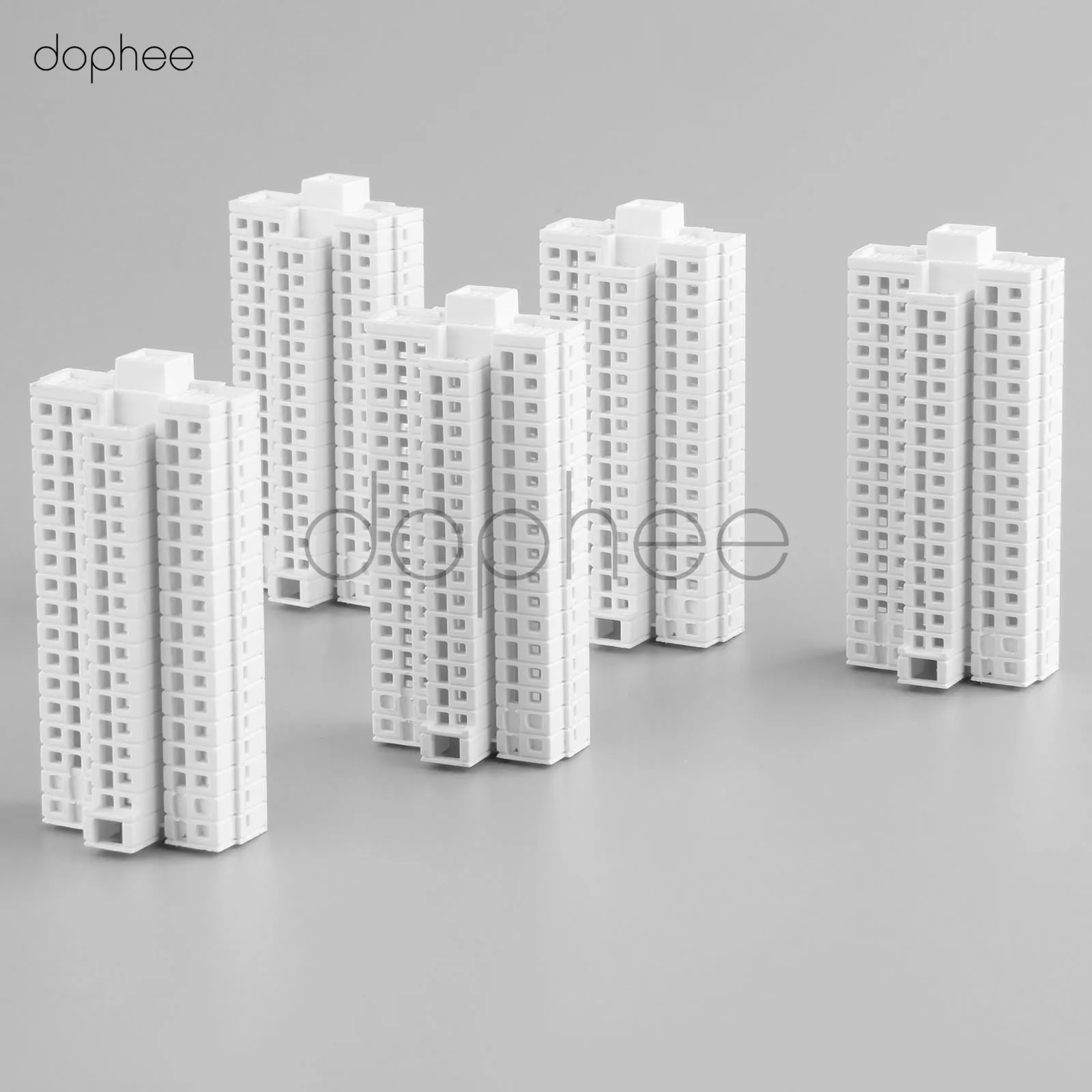 Dophee 5 шт. белый пластик 1: 500 высокая модель здания архитектурное Строительство DIY 3D