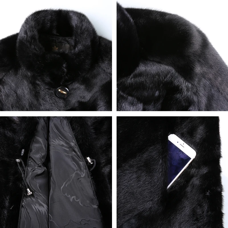 En Classique De Black Véritable Femmes Pour Noir Mode Manteaux Manteau Moyen Cuir D'hiver Palais Mince Fourrure Style Longue Vison 5RWWwpqB4Z