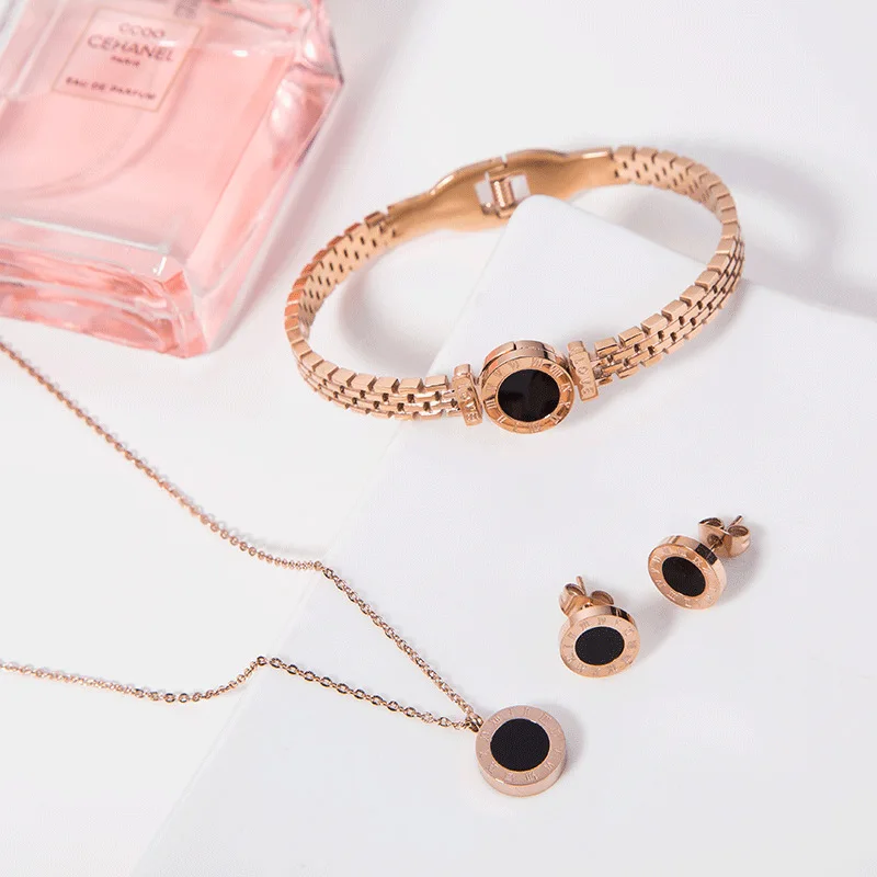 Dubai Stainless Steel Jewelry Sets for Women Necklace & Pendant Earing