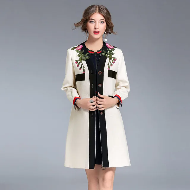 Slim Novelty Women Coats Uk Style 2017 Autumn Winter Long Sleeve