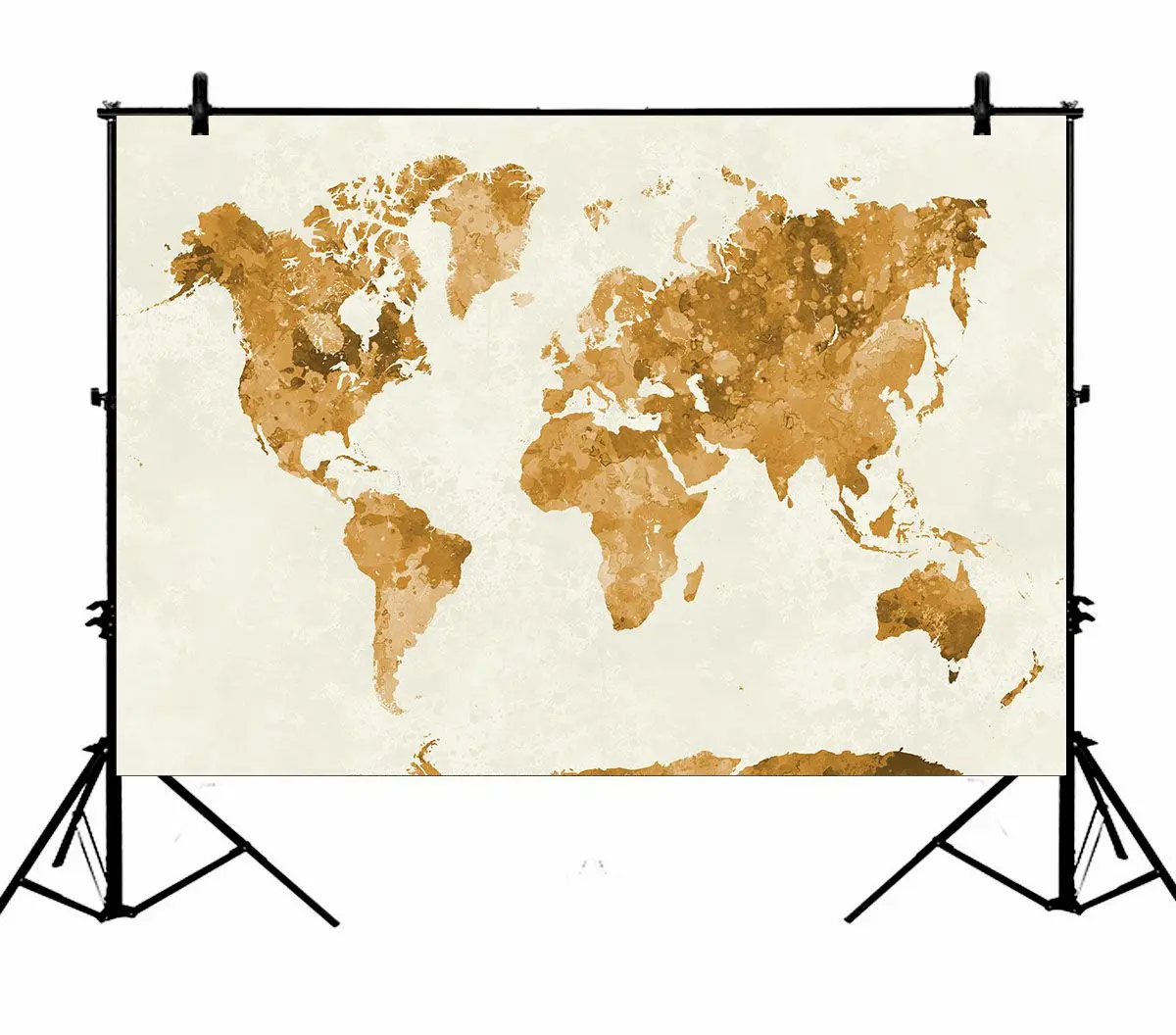 

5x7ft Mottled Watercolor World Beige Map Wall Polyester Photo Background Portrait Backdrop