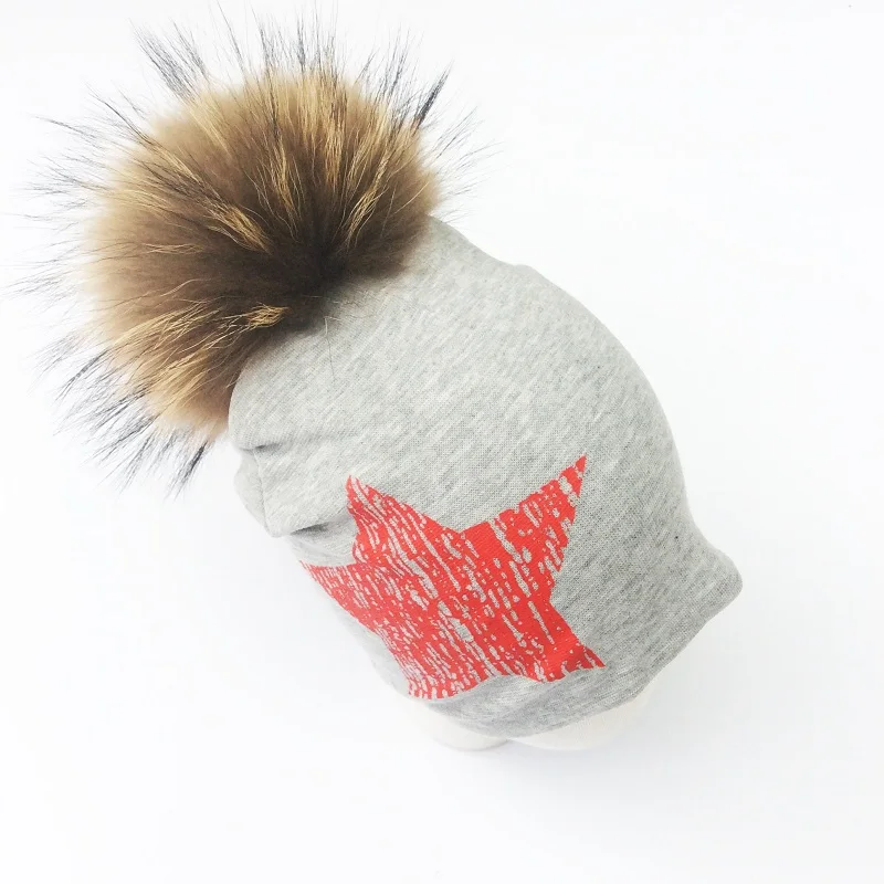 Шапка детская natural raccoon fur шапки детские осенью зимой шапки для девочек реальное енот волосы шапка для мальчика - Цвет: grey 1