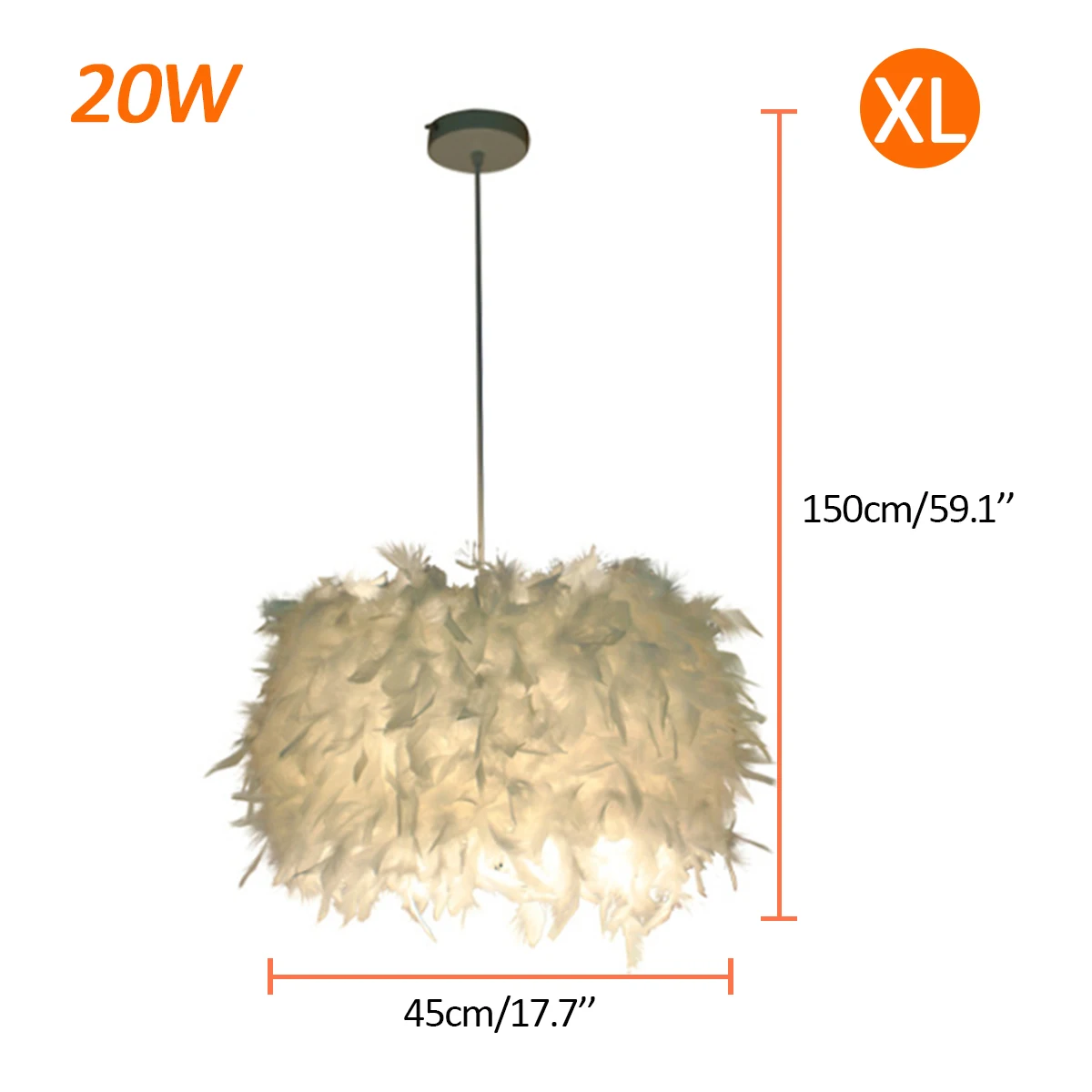 Подвесной светильник с перьями, подвесной светильник, подвесной светильник в скандинавском стиле, винтажный Лофт, декор для столовой, кухни, домашний светильник, светодиодный светильник - Цвет корпуса: XL