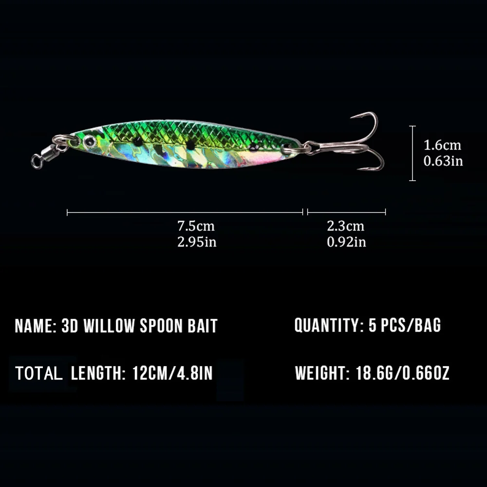 5pcs/pack 18.6g 75mm Fishing Spoons Lure Hard Baits VIB Metal Spinner Vibration  Jigging Lure Crankbait Pike Bass Fishing Tackle