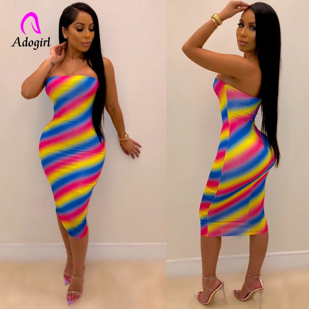 

Neon Colorful Stripe Women Sexy Sleeveless Summer Dress Fashion Off Shouder Slim Sheer Dress Elegant Bodycon Party Dress Vestido