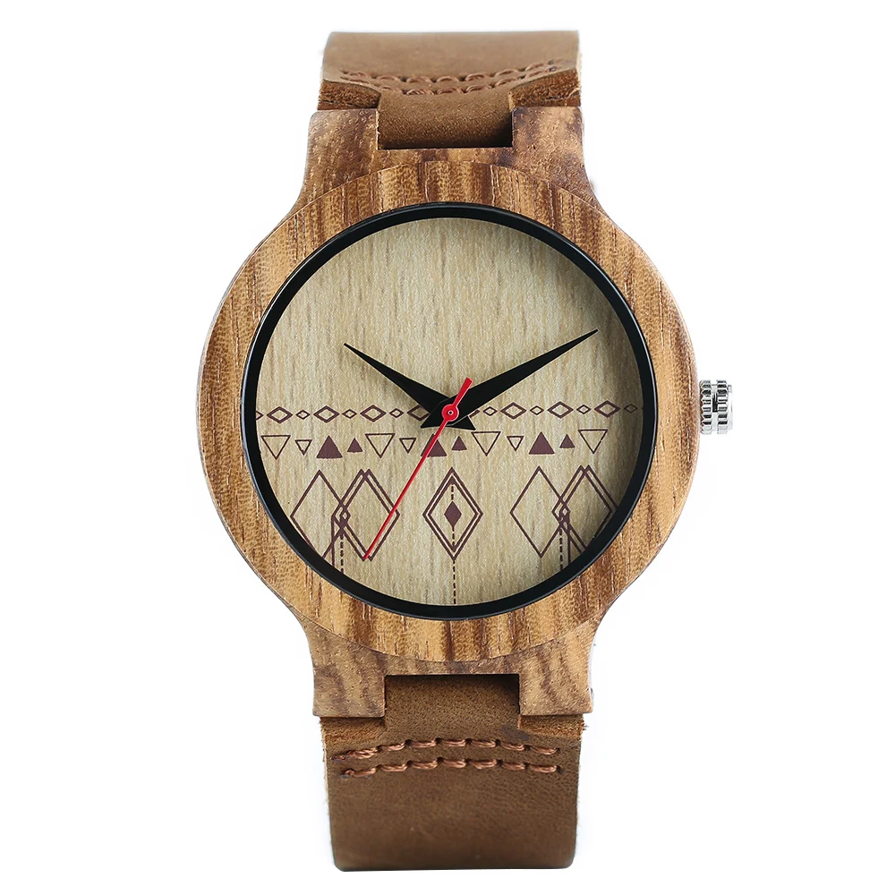 

2017 New Arrival Minimalist Bamboo Bangle Women Wristwatch Rhombus Quartz Nature Wooden Leather Men Creative Watches relogio