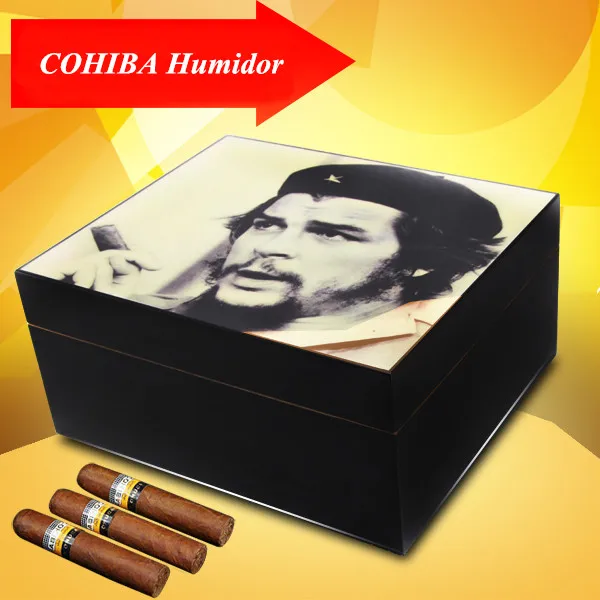 

CHE Guevara Classic Style Cedar Wood Cigar Humidor Cabinet Storage Cigar Box with Hygrometer Humidifier