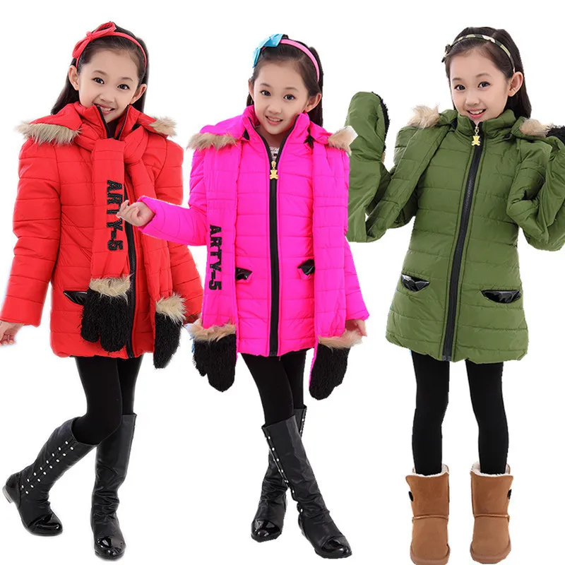 

Rushed Time-limited Regular 80% Free Shipping Winter Section Of Girls Padded Jacket Warm Coat Scarf Clothes Baby Clothing