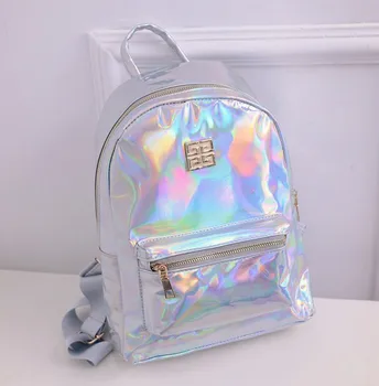 

2016 hot selling Hologram Backpack For School Student Women's Laser Silver Color Holographic Bag Masculina backpack Multicolor
