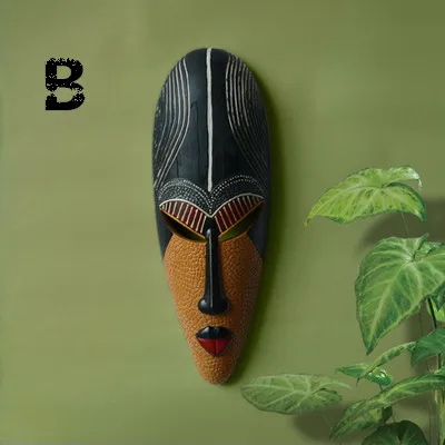 Горячие ретро смолы экзотические африканские маски портреты подвесные настенные фотообои подвесные украшения аксессуары для дома, лучший подарок - Цвет: B