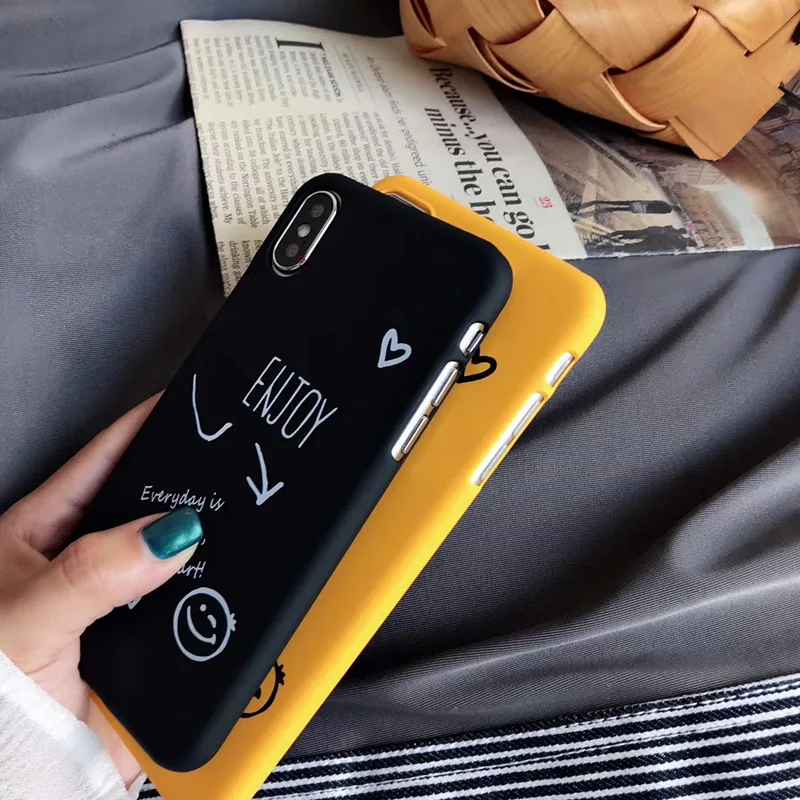 

Smiley new day phone case for iPhone XR XS MAX 6 s 7 8 Plus Scrub new men and women case For iPhone XS Max XR Covers i Phone