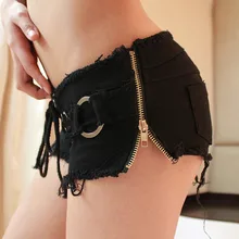 2017 классический сексуальная denim шорты струнные джинсы женские с низкой талией белый и черный бинты короткие брюки микро мини ночной клуб костюм