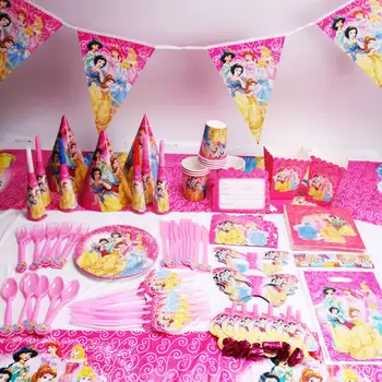 

152pcs/set Princess Theme Birthday Party Decor Paper Plate Cup Napkin Banner Flag Candy Box Baby Shower Party Tableware Supplies