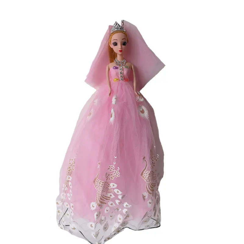 

45CM Keychain pendant pink Simulation Peacock wedding dress doll kids Backpack pendant doll Christmas birthday gift for girl