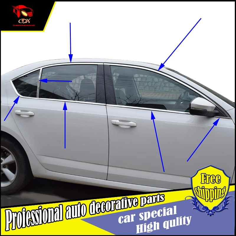 

Car-styling Stainless Steel Window Frame Cover Trim Sticker For Skoda Octavia A7 2015 2016 Windows Frame Trim Sequin Covers