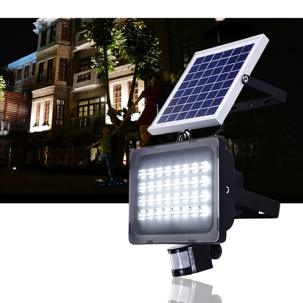 Conduziu a Luz de Inundação Sensor de Movimento Parede do Jardim ao ar Holofote à Prova Lâmpada Solar 50w 12v Pir Sentido Holofotes Ip65 Livre d' Água 10w 20w 30w 18 Lâmpadas solares