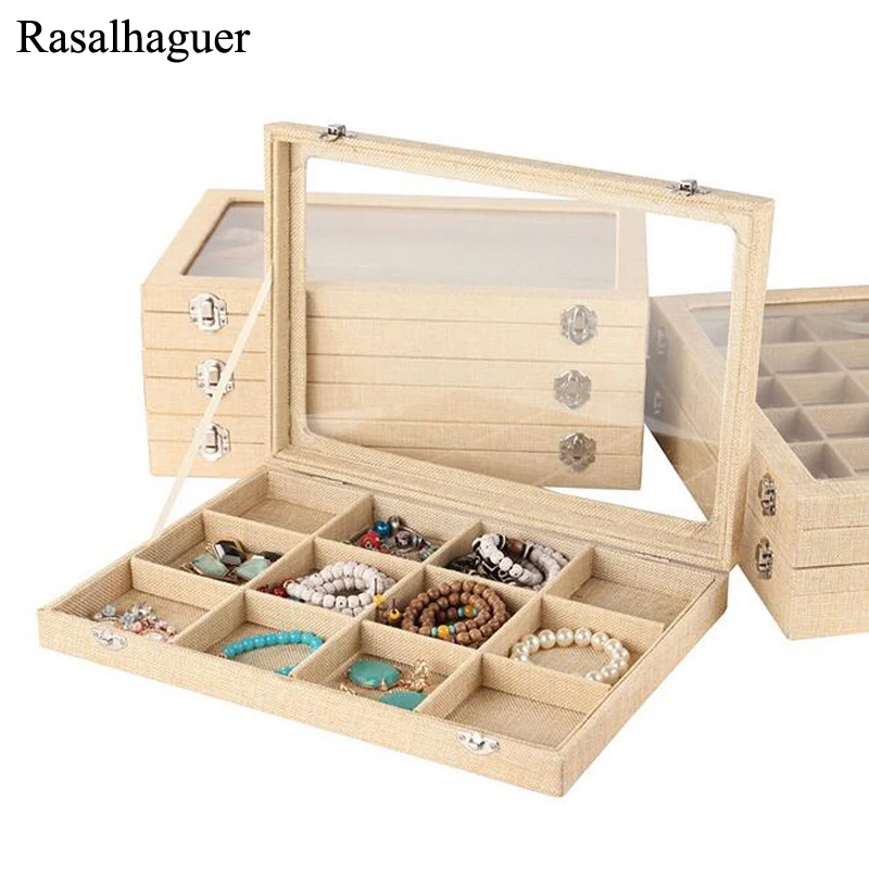 Hot Natural Linen Jewelry Box for Rings Earrings Bracelets Necklaces or other Ornaments Storage Jewellery Organizer Packaging