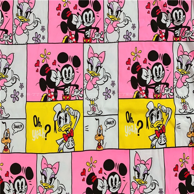 Красивая широкая 155 см Микки вязанная хлопковая ткань мультфильм Дейзи утка трикотаж с принтом фабричное кружево Детская одежда/пижамы