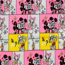 Красивая широкая 155 см Микки вязанная хлопковая ткань мультфильм Дейзи утка трикотаж с принтом фабричное кружево Детская одежда/пижамы