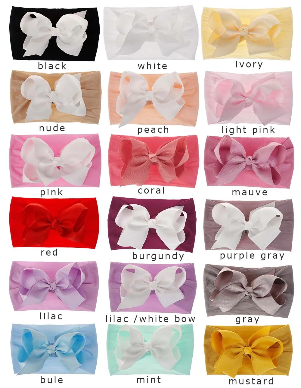 nylon bow headband color 