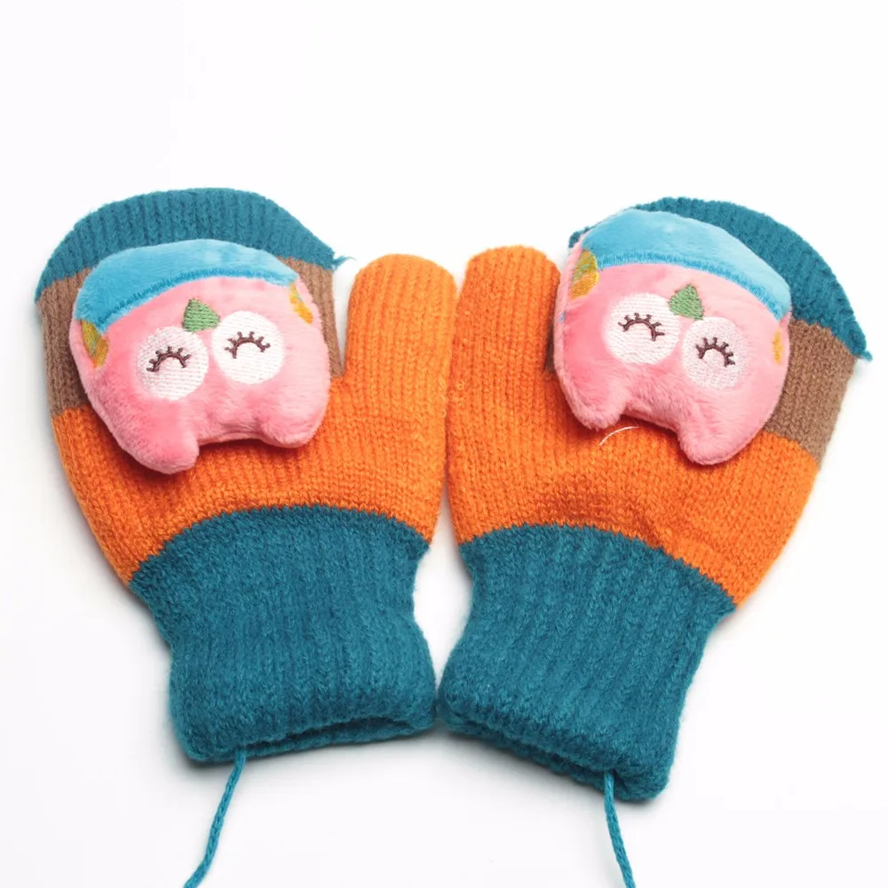 Cartoon Kids Gloves Cute Owl Infant Mitten Warm Boys Girls Mittens Toddler Pack Baby Glove Autumn Winter Children Accessories (5)