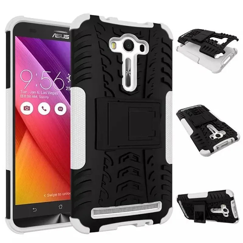 Сверхпрочный защитный чехол для Asus Zenfone 2 laser ZE500KL ZE550KL ZE601KL, чехол с подставкой, защитный чехол, двойной цвет, противоударный чехол - Цвет: white