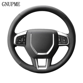 

GNUPME DIY Black Artificial Leathe Hand-Stitched Black Car Steering Wheel Cover for Land Rover Freelander 2017 2018 Evoque