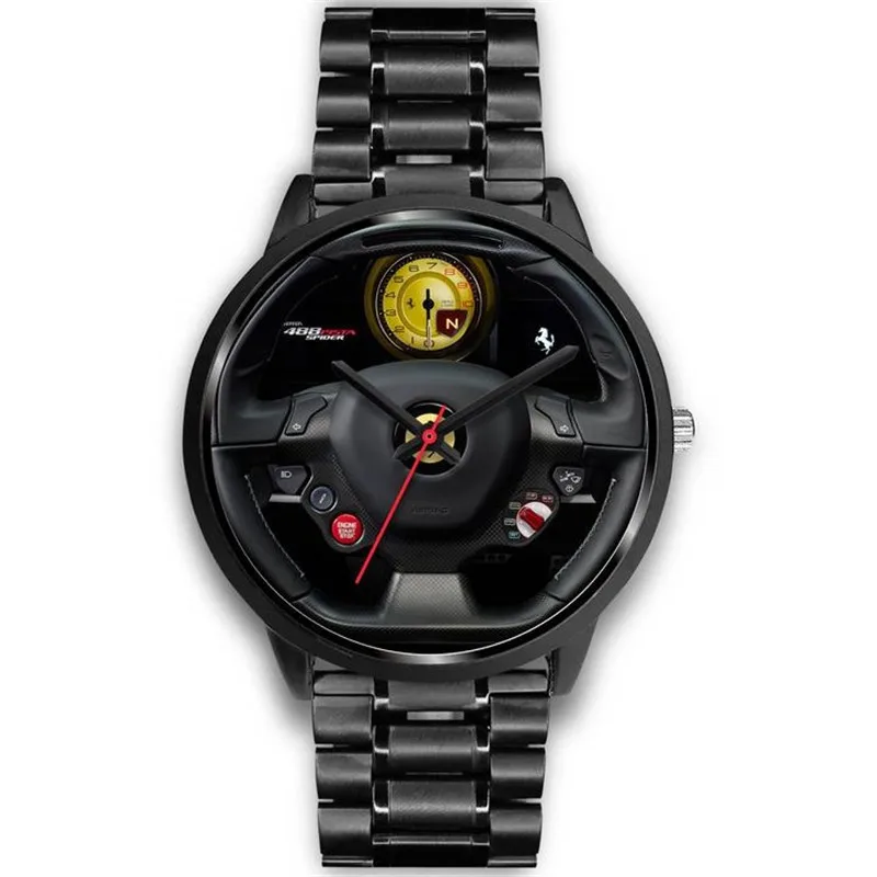 

Limited Edition Man Watches Print With Car Steering Wheel Designs Print On Demand Watches For Man Accept POD Services With Watch
