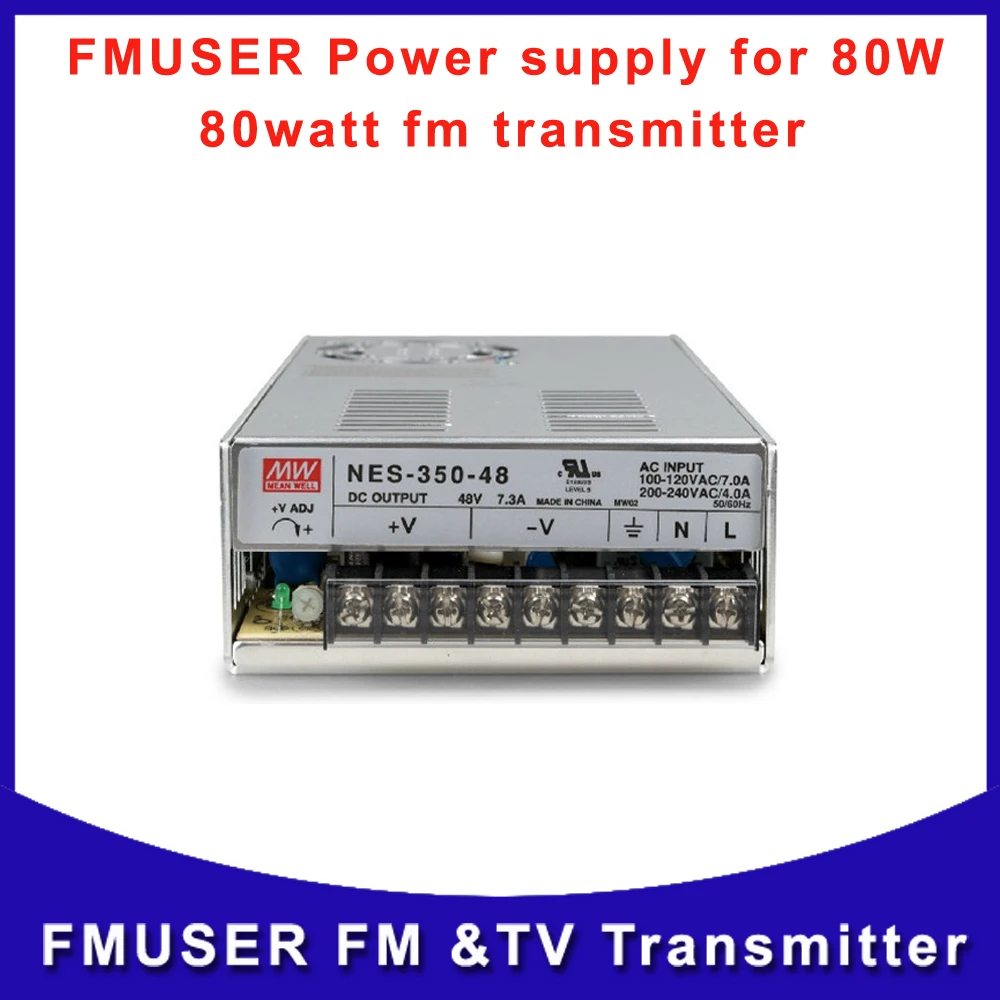 

Free shipping power supply adapter Mean Well MW 48V 7.3A 350W AC/DC Switching Power Supply for 80W fm radio transmitter