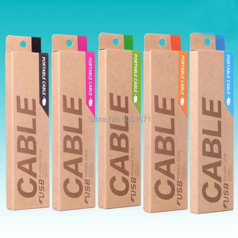 Universal Mobile Phone Cable Package Paper Retail Packaging Box For 1M