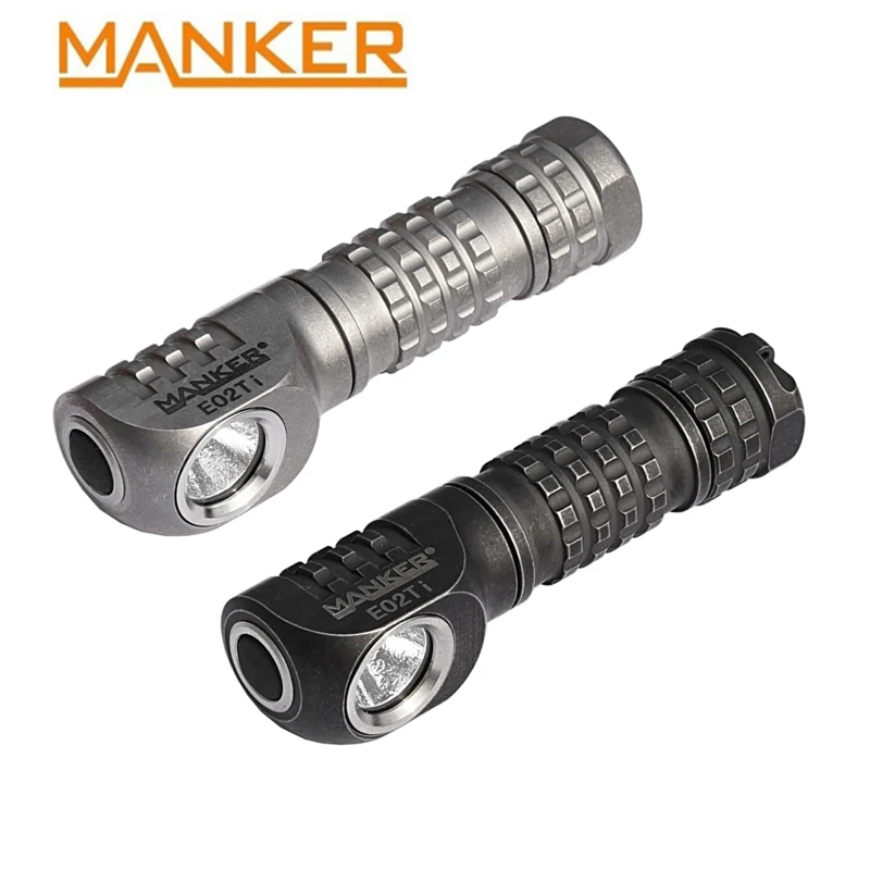  Manker E02 Ti Titanium Flashlight w Magnet Base 220 Lumens CREE XPG3 LED/Nichia 219C LED Angle Outd - 32969178776