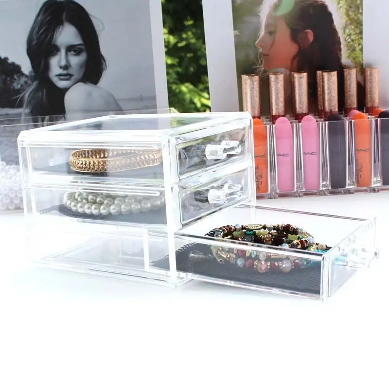 Portable Transparent Makeup Organizer Storage Box Acrylic Makeup
