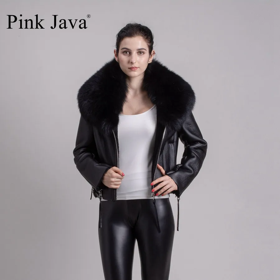 Розовая куртка из меха овцы java QC8088 новинка 2017 бесплатная доставка натуральной