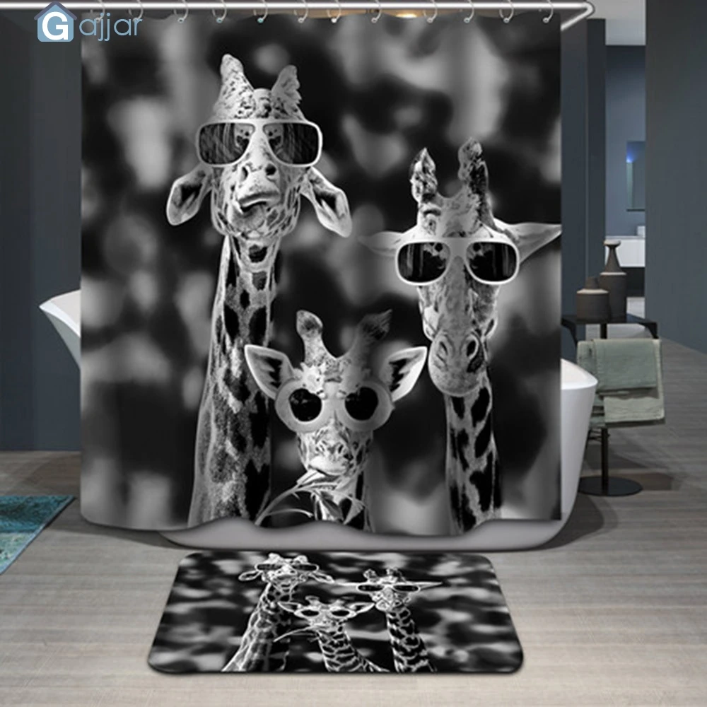 GAJJAR 2019 HOT Sale Fashion Funny Custom Fabric Waterproof Bathroom Shower Curtain 72x72inch  Cool Black Fawn  18Oct24