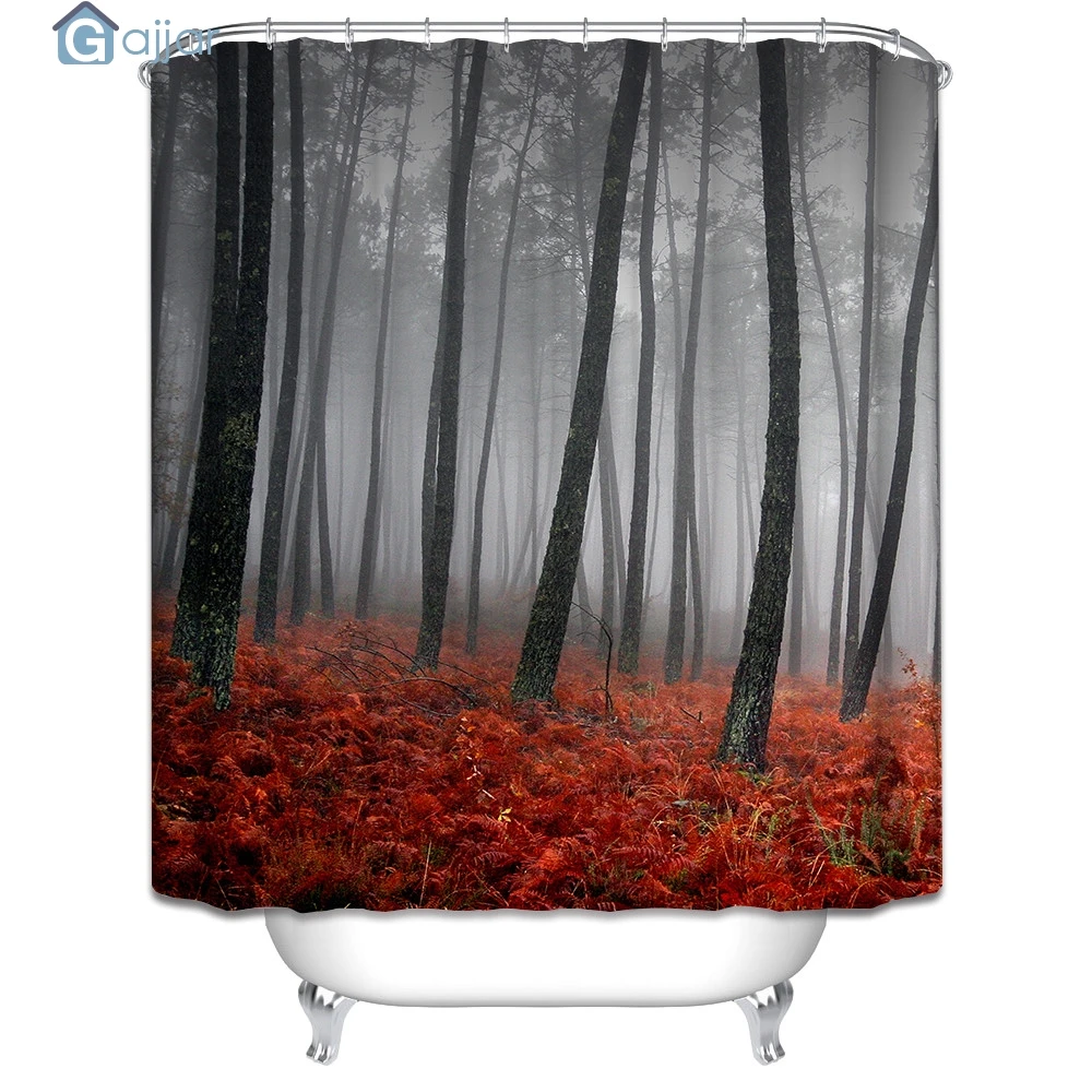GAJJAR 2019 HOT Sale Fashion Happy Halloween Custom Fabric Waterproof Bathroom Shower Curtain 72x72inch Forest dark  18Oct24