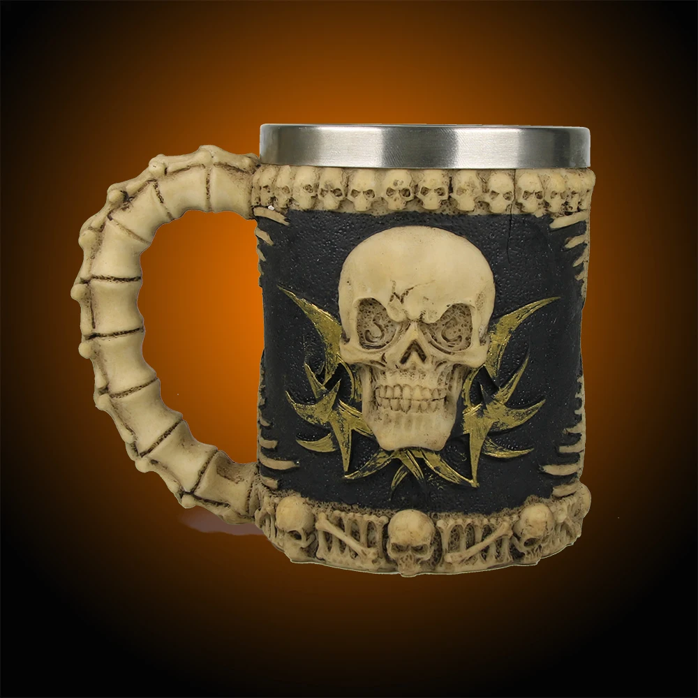 1Piece Striking Resin Skull Mug Tankard Gothic Skeleton Drinking Mug