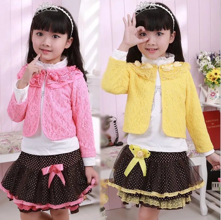 Fashion Hot Baby Girls Winter Clothing Sets Three Piece Lace Flower Coatbow Diamond Tshirtdots Lace Skirt With Mini Bow In Clothing Sets From Mother Fashion Hot Baby Girls Winter Clothing Sets Three Piece Lace Flower Coatbow Diamond Tshirtdots Lace Skirt With Mini Bow In Clothing Sets From Mother