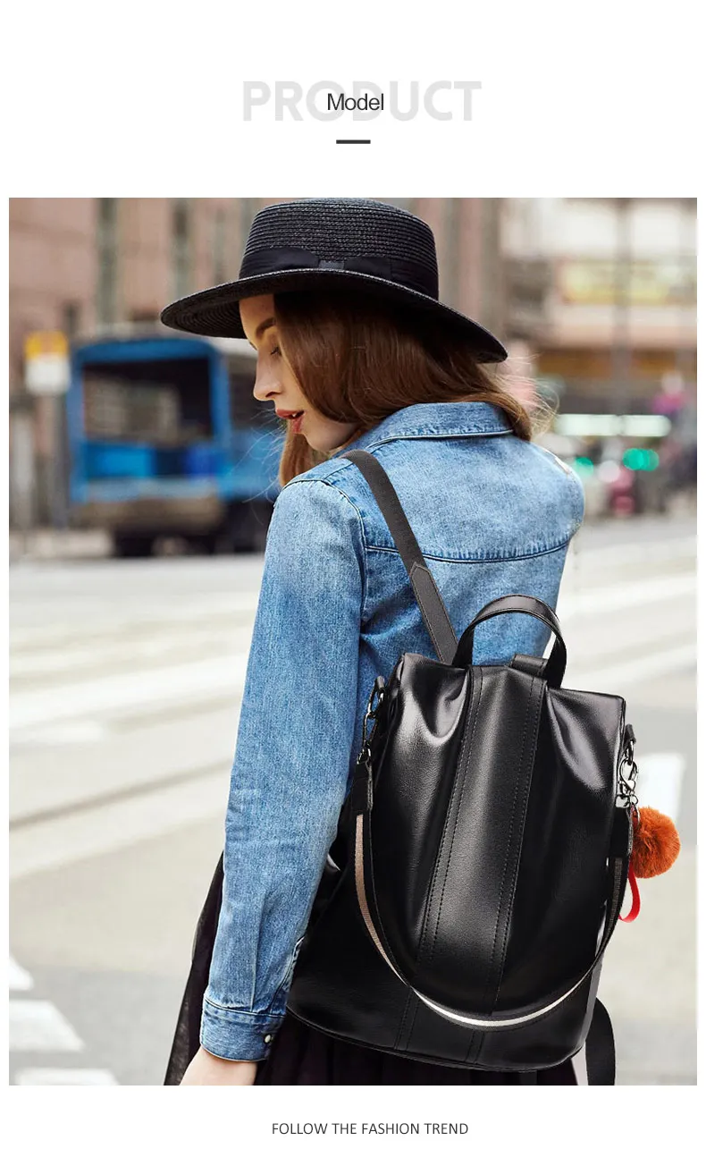 Кожаный женский рюкзак, модные школьные сумки для девочек, большие повседневные противоугонные черные дорожные многофункциональные женские рюкзаки XA276H
