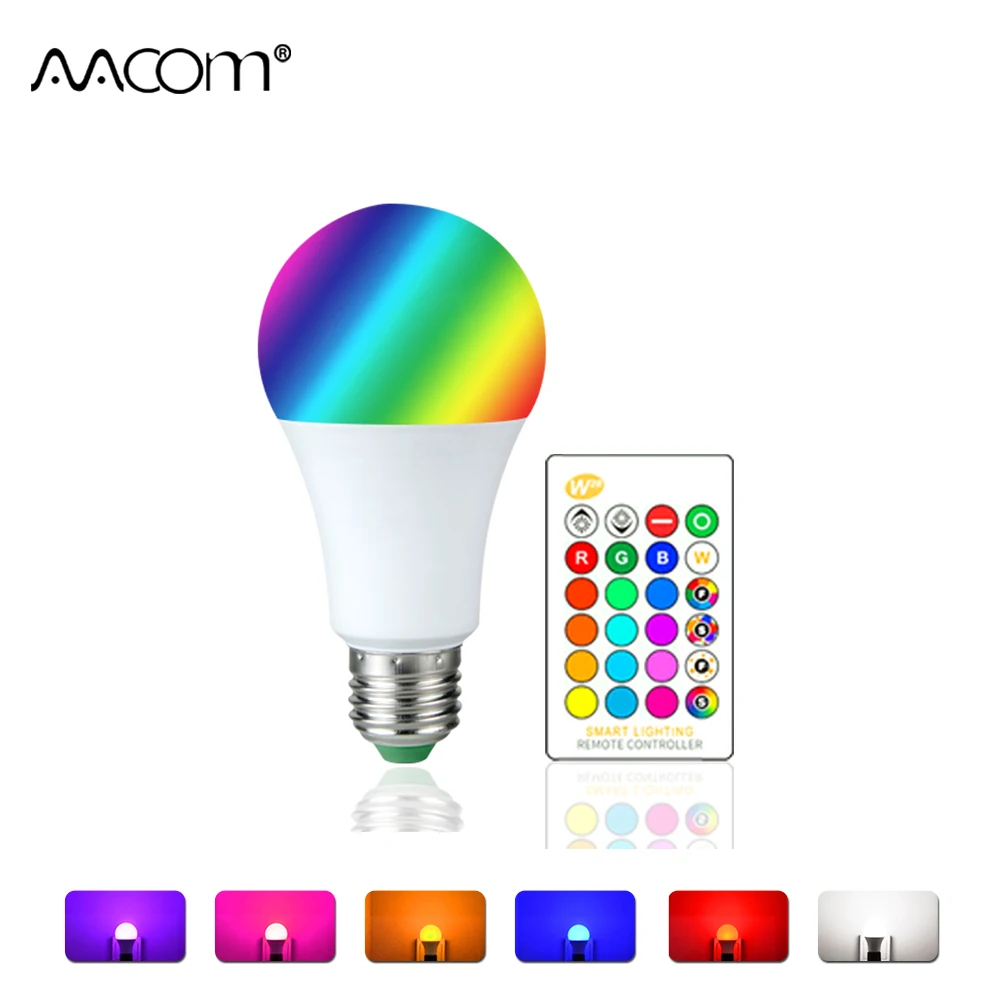 

E27 RGBW LED Bulb 5W 10W 15W 85-265V 5 Levels Dimmable Ampule LED E27 RGB A50 A60 Candle Bulb Lampada Spotlight 3 Pieces/Lots