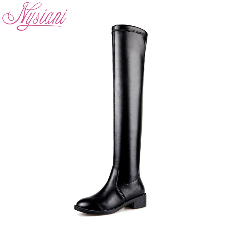 

2018 High Heels Over The Knee Boots For Women New Fashion Autumn Stretch Fabric Round Toe Long Winter Women Boots Nysiani