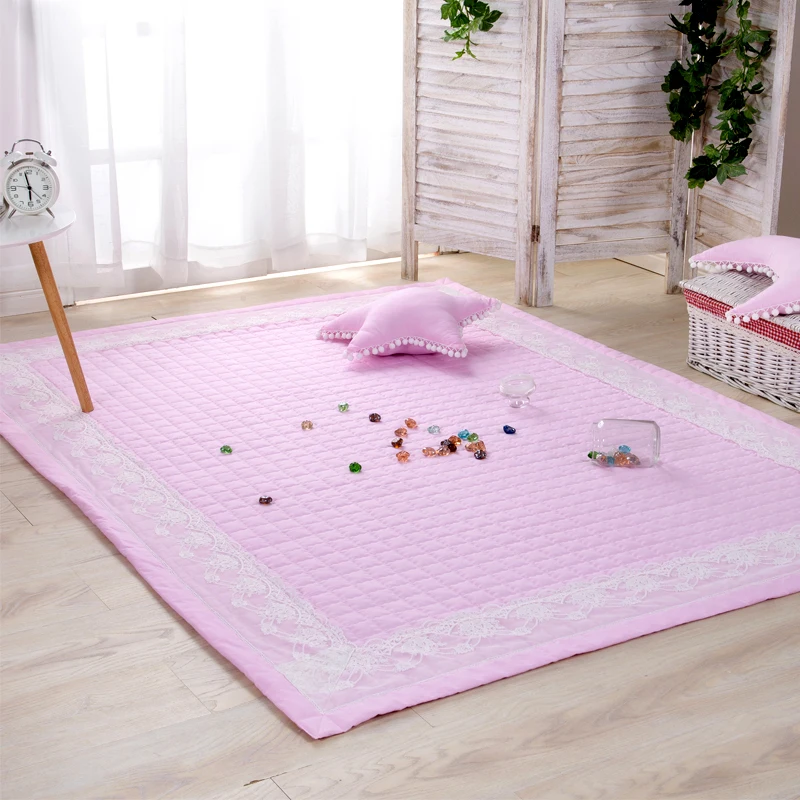 

Infant Shining 150X200CM Rectangle Play Mats Diameter 150CM Round Mat Cotton Solid Color Bedside Carpet Tatami Living Room Rugs