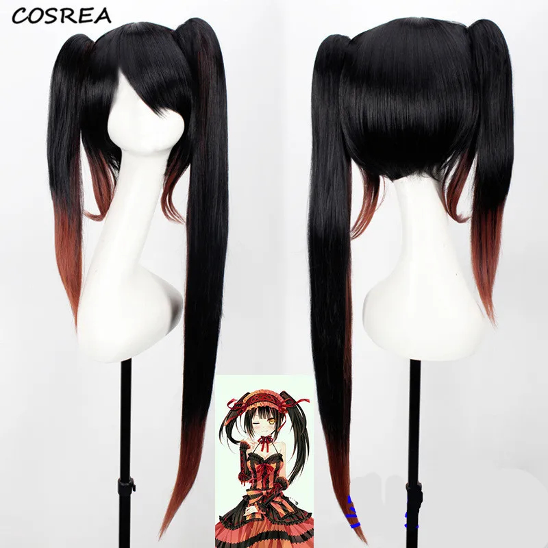 

Anime DATE A LIVE Tokisaki Kurumi Cosplay Costumes Heat Resistant Synthetic Wig Black Brown Gradient Sexy Synthetic Hair Wigs